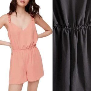 Aritzia Wilfred Black Melodie Ruffled V-Neck Romper